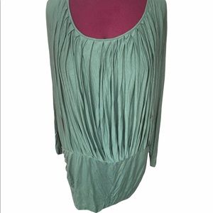 EUC Rachel Pally Sexy Low Cut Green Long Sleeve Dress to the Knee/Mini Sz 2X-3X